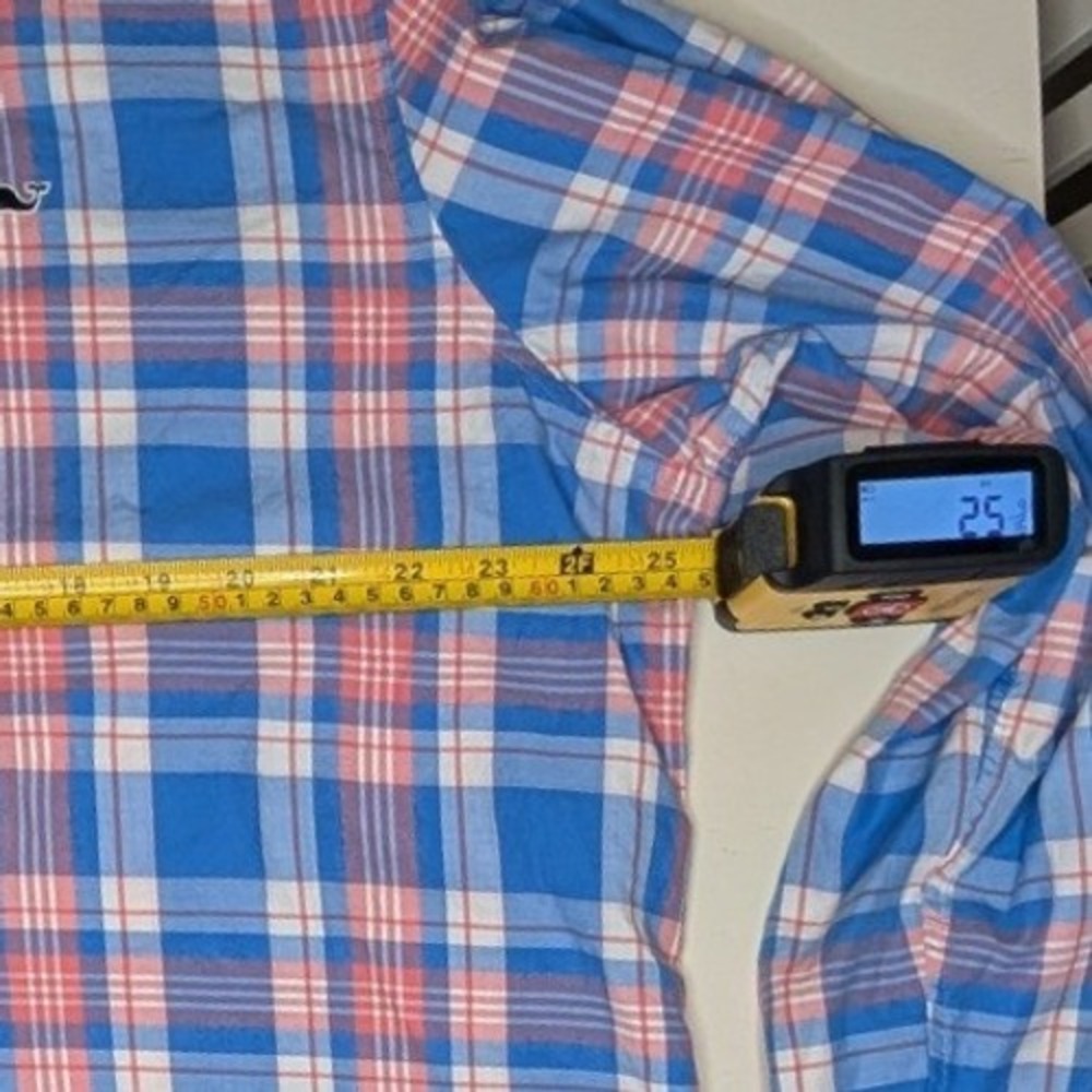 Vineyard Vines Button Up Mens XXL Blue Pink Whale Shirt Plaid 1W011375 Cotton - Picture 4 of 6